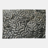 白黒サンゴII抽象芸術自然写真 キッチンタオル (横)