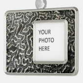 白黒サンゴII抽象芸術自然写真 シルバープレートフレームオーナメント (左)