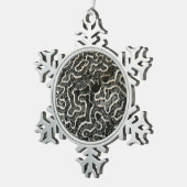 白黒サンゴII抽象芸術自然写真 スノーフレークピューターオーナメント (右)