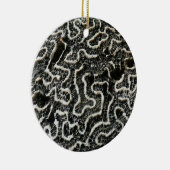 白黒サンゴII抽象芸術自然写真 セラミックオーナメント (右)