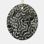 白黒サンゴII抽象芸術自然写真 セラミックオーナメント (左)