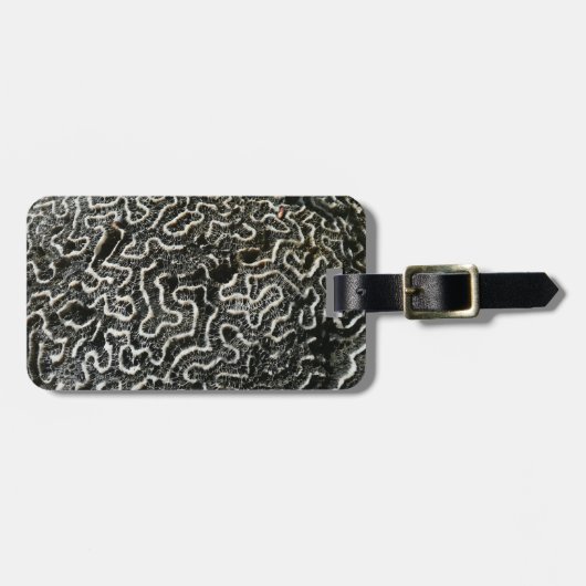 白黒サンゴII抽象芸術自然写真 ラゲッジタグ (正面横)
