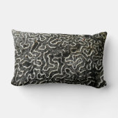 白黒サンゴII抽象芸術自然写真 ランバークッション (裏面)