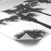 白黒サンセットトロピカルパーム ポスター (角)