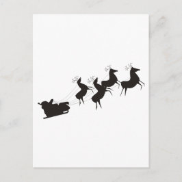 白黒サンタと彼のそり シーズンポストカード