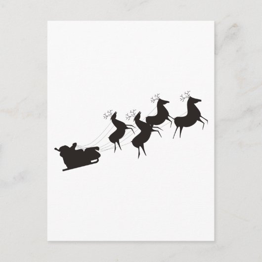 白黒サンタと彼のそり シーズンポストカード (正面)