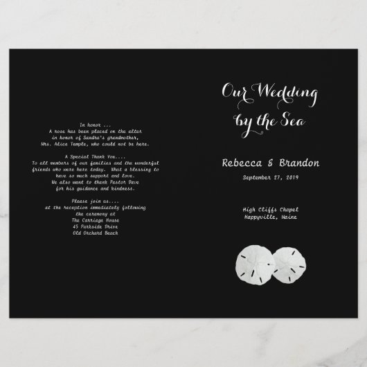 白黒サンドドルズ折り結婚式 プログラム (正面)