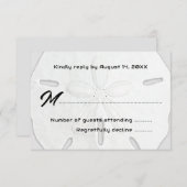 白黒サンドドルビーチ結婚式RSVP 出欠カード (正面/裏面)