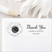 白黒サンフラワーズサンキューパーティー好意ラベル ラベル (インサイチュ)