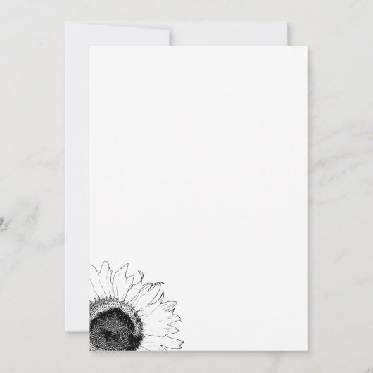 白黒サンフラワーズスウィート16誕生日 招待状 (裏面)