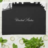 白黒サンフランシスコのスカイライン キッチンタオル (折り畳み)