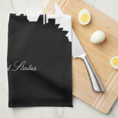 白黒サンフランシスコのスカイライン キッチンタオル (四つ折り)