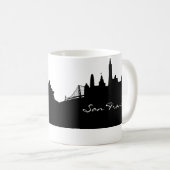 白黒サンフランシスコのスカイライン コーヒーマグカップ (正面右)