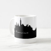 白黒サンフランシスコのスカイライン コーヒーマグカップ (正面左)