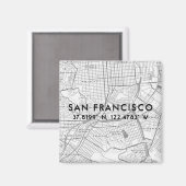 白黒サンフランシスコ地図の座標カスタム座標 マグネット (正面/裏面)