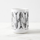 白黒サーディンラインアップアート名前をカスタムするフレーズ コーヒーマグカップ (中央)