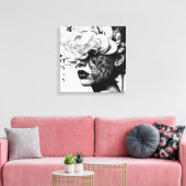 白黒サーレアルコラージュポートレートキャンバス キャンバスプリント (インサイチュ (リビング))