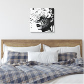 白黒サーレアルコラージュポートレートキャンバス キャンバスプリント (インサイチュ (寝室))