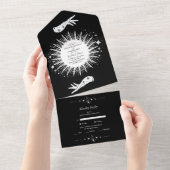 白黒ザラバーズタロットカー結婚ド オールインワン招待状 (貼ってはがせる)