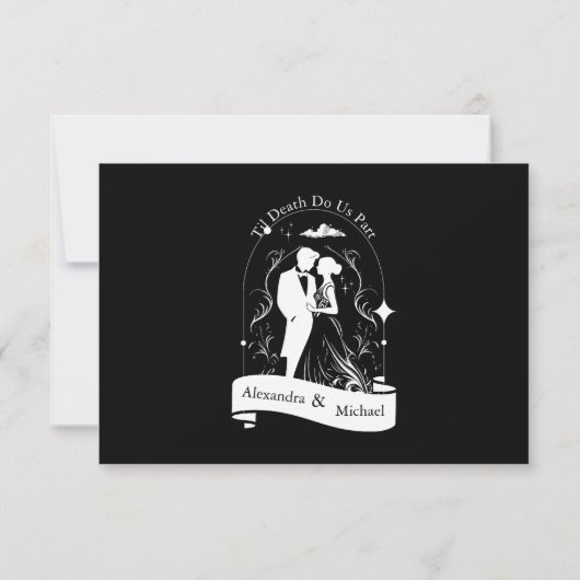 白黒ザラバーズタロットカー結婚ド 出欠カード (裏面)