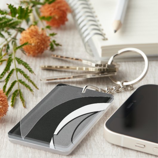 白黒シェイプアート キーホルダー (正面右)