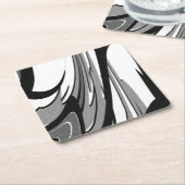 白黒シェイプアート スクエアペーパーコースター (アングル)