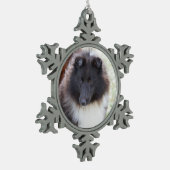 白黒シェットランド・シープドッグ スノーフレークピューターオーナメント (左)