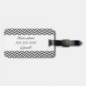白黒シェブロンのストライプな荷物のラベル ラゲッジタグ (裏面横)