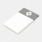 白黒シェブロンのモノグラムのメモ帳 ポストイット (アングル)