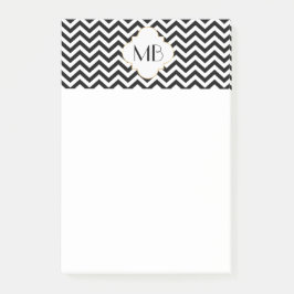 白黒シェブロンのモノグラムのメモ帳 ポストイット