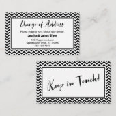 白黒シェブロンの「住所の変更」カード 名刺 (正面/裏面)
