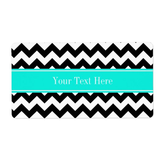 白黒シェブロンジグザグブラットアクアネームモノグラム ラベル (正面)