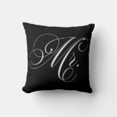 白黒シェブロンストライプ「Mr.」 クッション (正面)