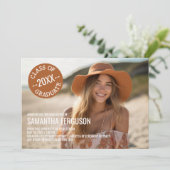 白黒シェブロン卒業パーティーの写真 招待状 (スタンド正面)