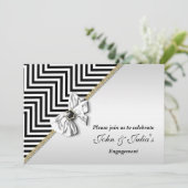 白黒シェブロン婚約記念日カスタム 招待状 (スタンド正面)
