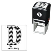 白黒シェブロン文字Dモノグラムと名前 セルフインキングスタンプ (インサイチュ)