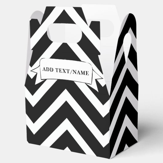 白黒シェブロン模様名前をカスタムする フェイバーボックス (オープン)