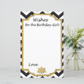 白黒シェブロン誕生日の女の子を願う (スタンド正面)