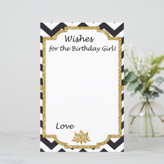 白黒シェブロン誕生日の女の子を願う (スタンド正面)