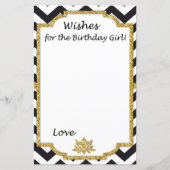 白黒シェブロン誕生日の女の子を願う (正面)