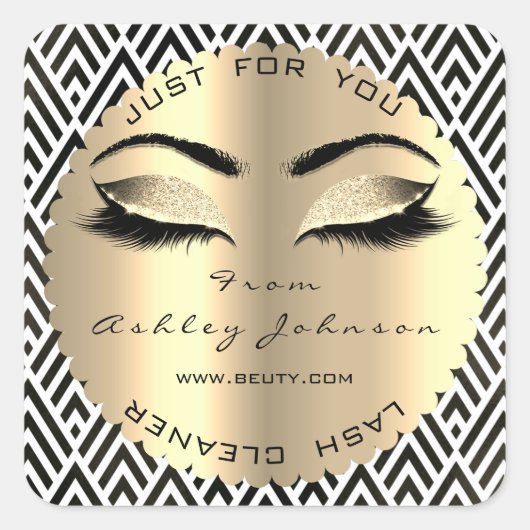 白黒シェブロン金ゴールドラッシュクリーナースクエア スクエアシール (正面)