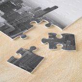 白黒シカゴのスカイライン ジグソーパズル (側面)