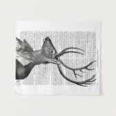 白黒シカポートレート タペストリー (正面(横))