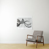 白黒シカポートレート タペストリー (インサイチュ(横))