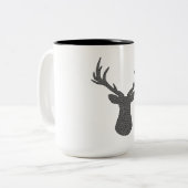 白黒シカ-幾何学的なパターン-。 ツートーンマグカップ (正面左)