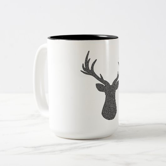 白黒シカ-幾何学的なパターン-。 ツートーンマグカップ (正面左)