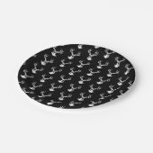 白黒シカ〔雄ジカの〕枝角プリントパターンヴィンテージ ペーパープレート (アングル)