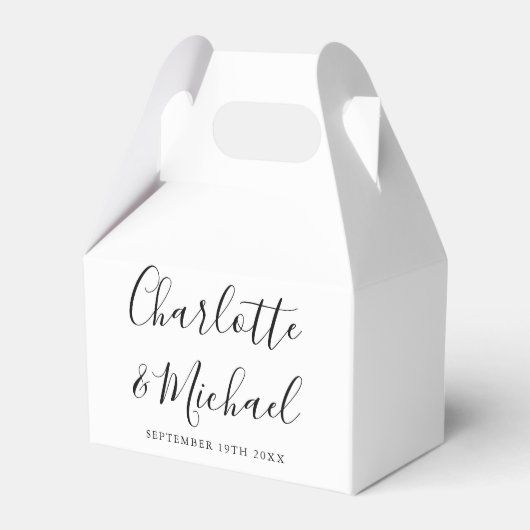白黒シグネチャーエレガントスクリプ結婚ト フェイバーボックス (正面サイド)