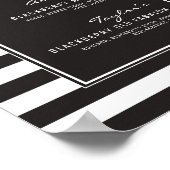 白黒シグネチャーストライプドリンクの結婚バー ポスター (角)