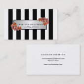 白黒シストライプックヴィンテージフローラ 名刺 (正面/裏面)